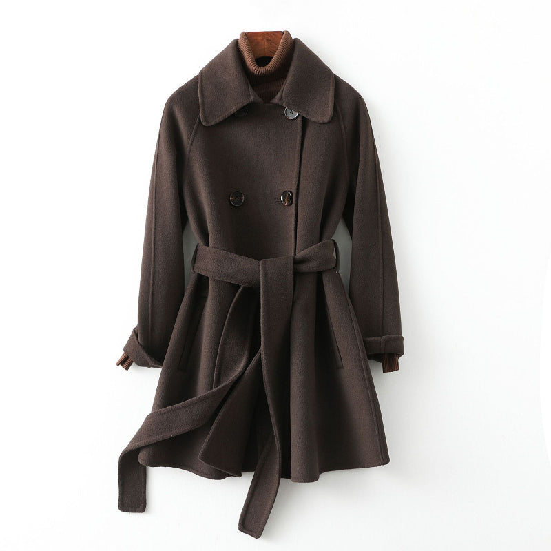 Katrina - Women's Double-Breasted Cashmere Coat with Tie Belt
