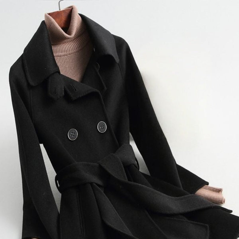 Katrina - Women's Double-Breasted Cashmere Coat with Tie Belt