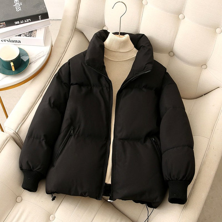 Kelsey - Women's Stand Collar Puffer Jacket with Ribbed Cuffs 2