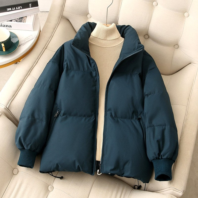 Kelsey - Women's Stand Collar Puffer Jacket with Ribbed Cuffs 4
