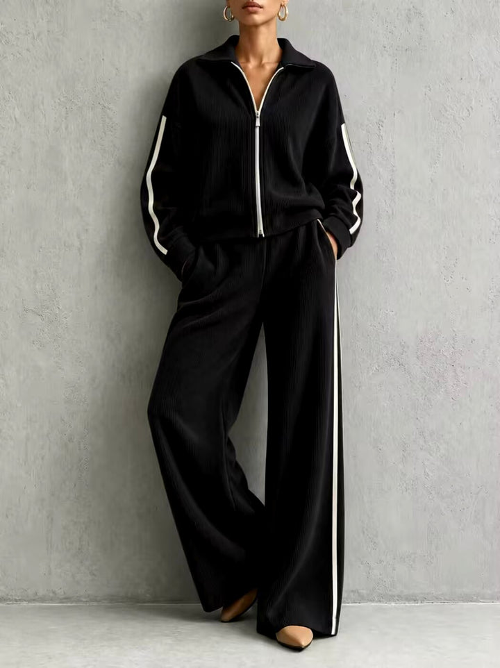 Kendall - Women's Ribbed Zip-Up Two-Piece Lounge Set 4