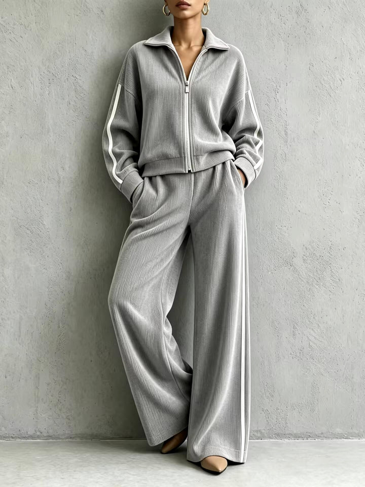 Kendall - Women's Ribbed Zip-Up Two-Piece Lounge Set 5