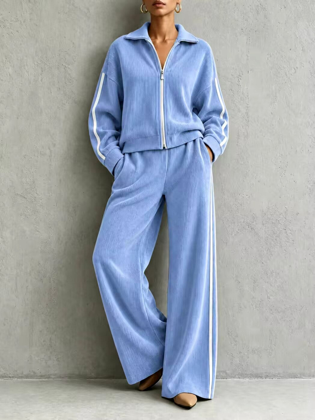 Kendall - Women's Ribbed Zip-Up Two-Piece Lounge Set 6