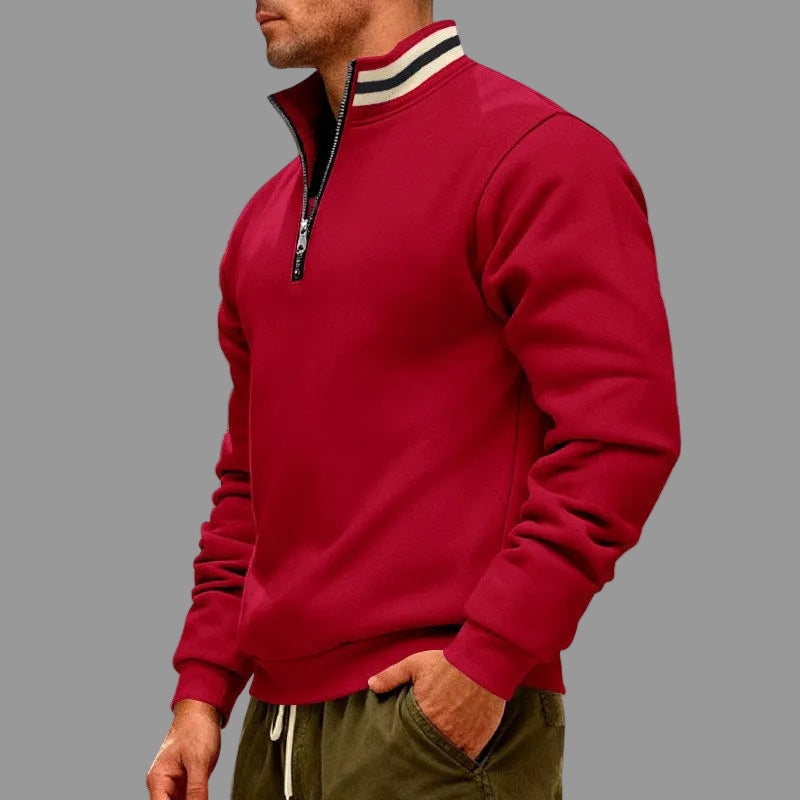Kenneth - Men’s Quarter-Zip Sweatshirt with Striped Collar 10