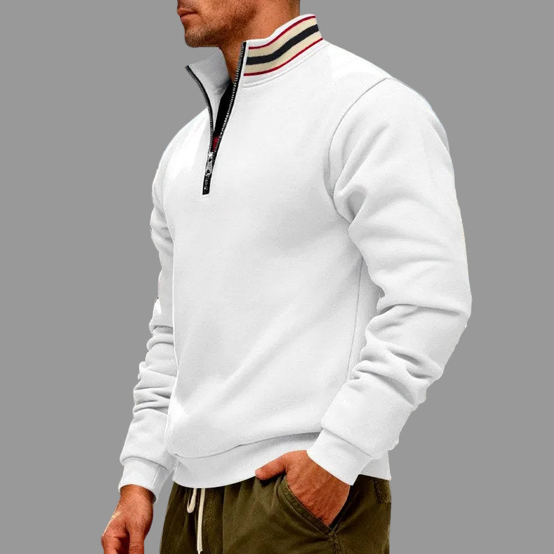 Kenneth - Men’s Quarter-Zip Sweatshirt with Striped Collar 9