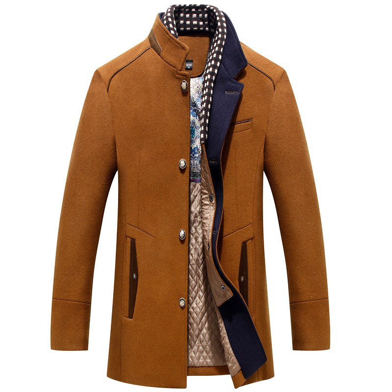 Kensington - Men's Stand Collar Wool Coat with Quilted Lining 2