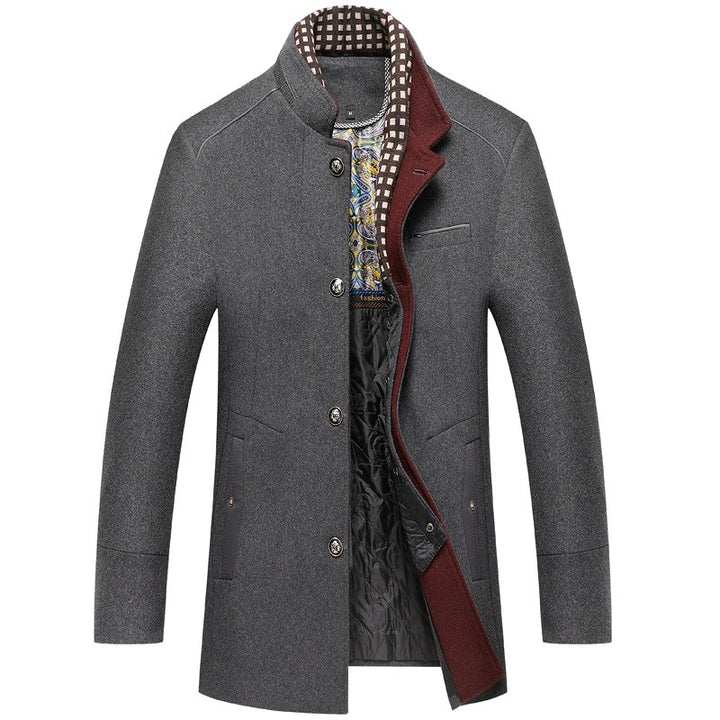 Kensington - Men's Stand Collar Wool Coat with Quilted Lining 5