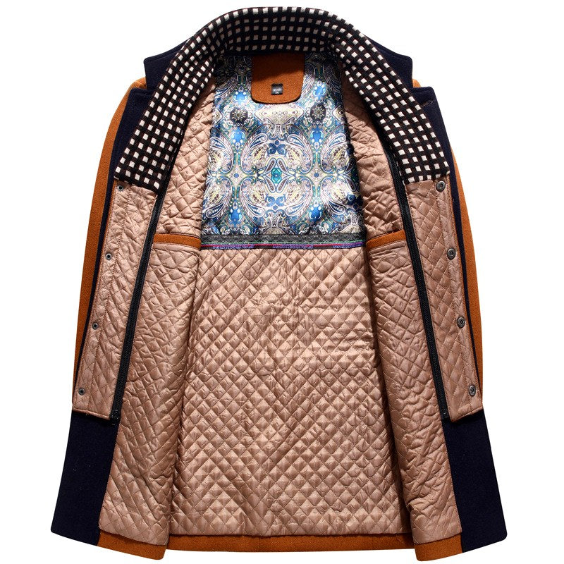 Kensington - Men's Stand Collar Wool Coat with Quilted Lining 6