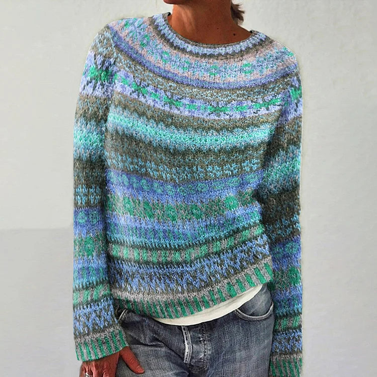 Kezia - Women's Multicolor Jacquard Knit Pullover