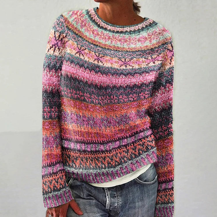 Kezia - Women's Multicolor Jacquard Knit Pullover