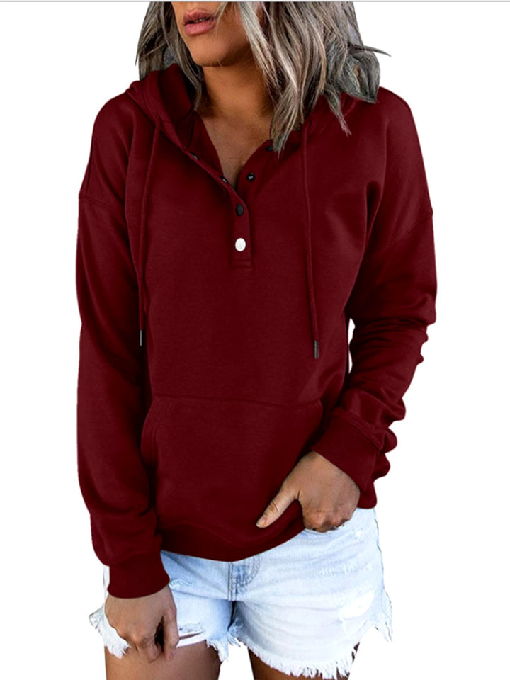 Kia - Women's Henley Button Loose Fit Hoodie Sweatshirt 5