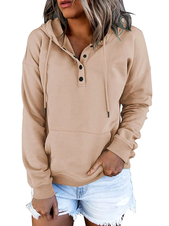 Kia - Women's Henley Button Loose Fit Hoodie Sweatshirt 6