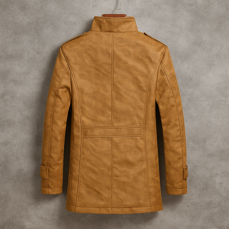 Kiah - Men's Suede Overcoat with Fleece Collar