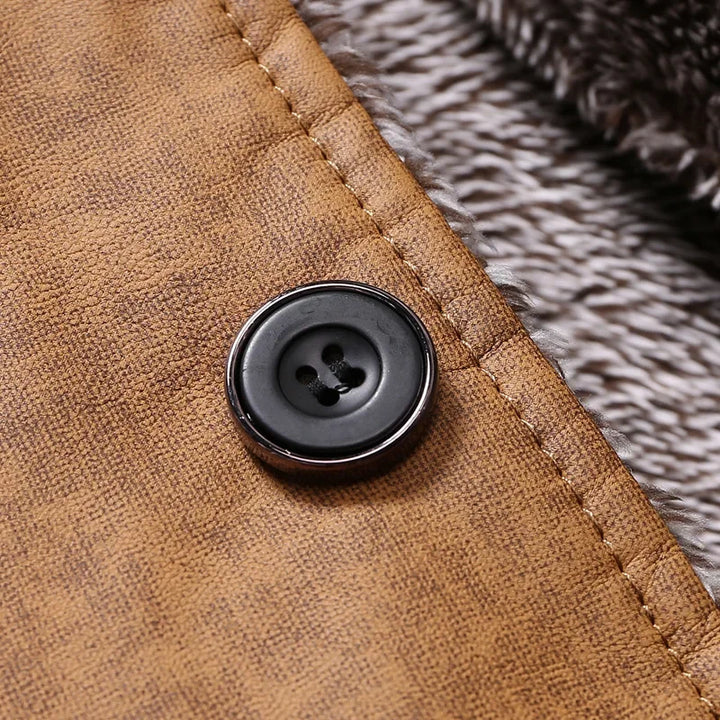 Kiah - Men's Suede Overcoat with Fleece Collar