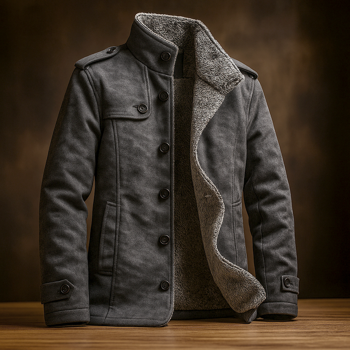 Kiah - Men's Suede Overcoat with Fleece Collar