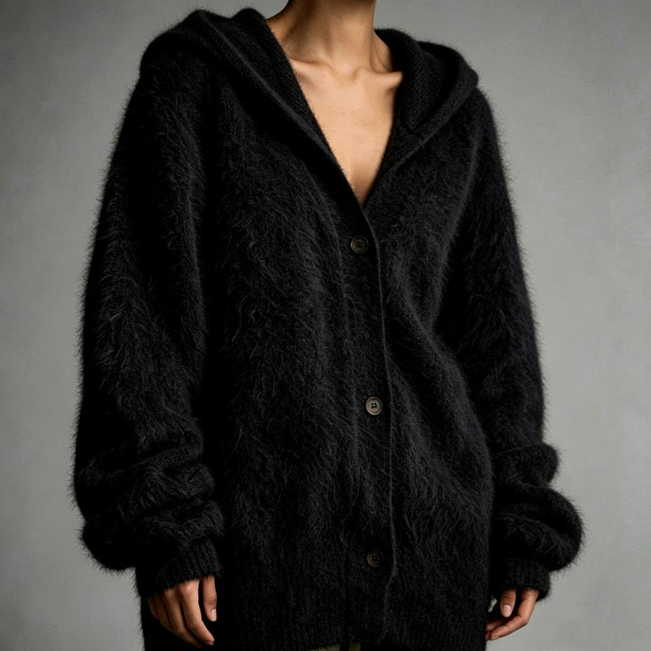 Kiana - Women's Fuzzy Knit Button-Up Hoodie Cardigan 5