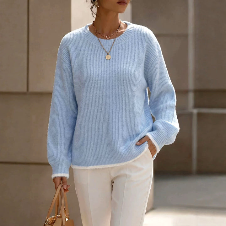 Kiana - Women's Ribbed Round Neck Relaxed Sweater 1