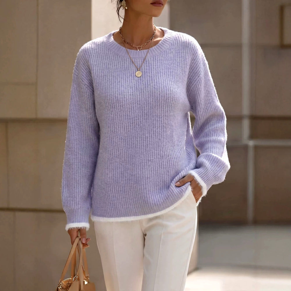 Kiana - Women's Ribbed Round Neck Relaxed Sweater 2