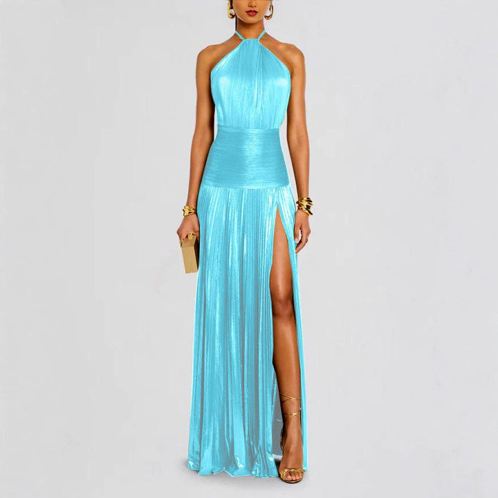 Kierra - Women’s Metallic Halter Neck Party Dress 4