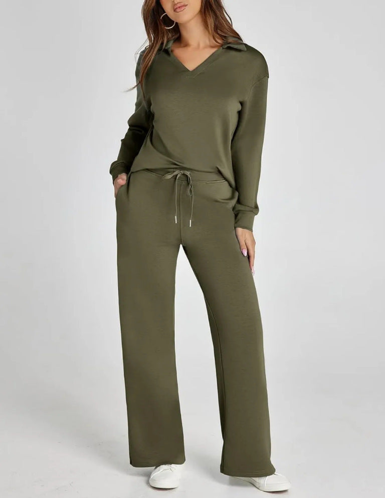 Kiersten - Women's Half-Zip Pullover & Wide-Leg Jogger Set