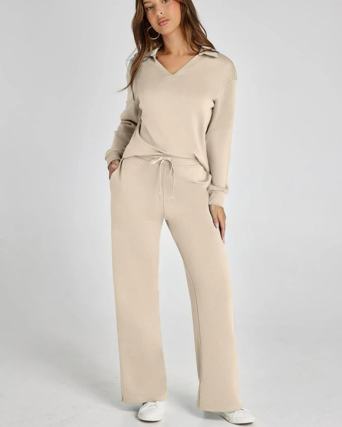 Kiersten - Women's Half-Zip Pullover & Wide-Leg Jogger Set