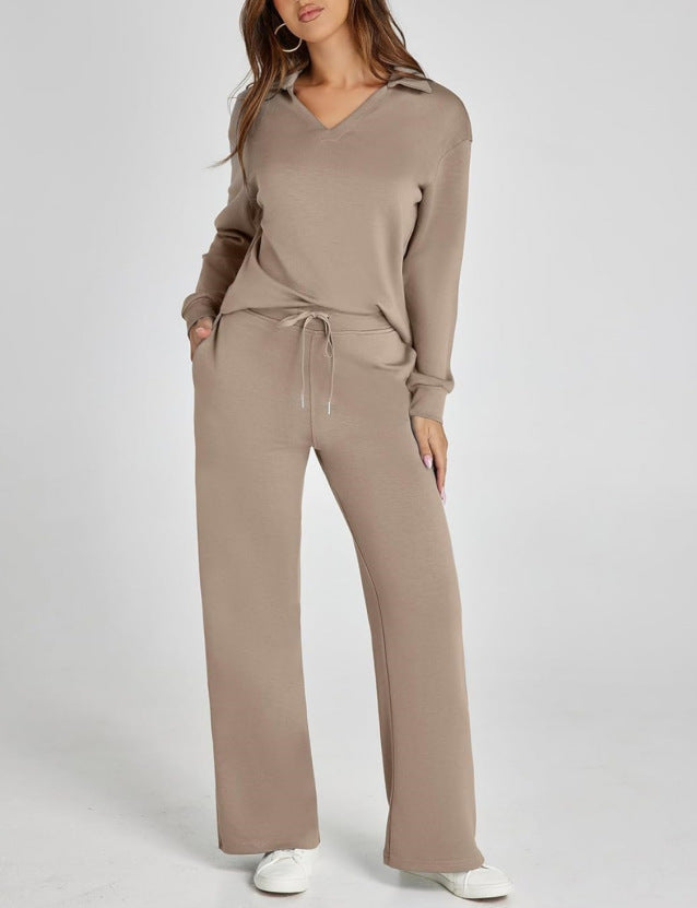 Kiersten - Women's Half-Zip Pullover & Wide-Leg Jogger Set