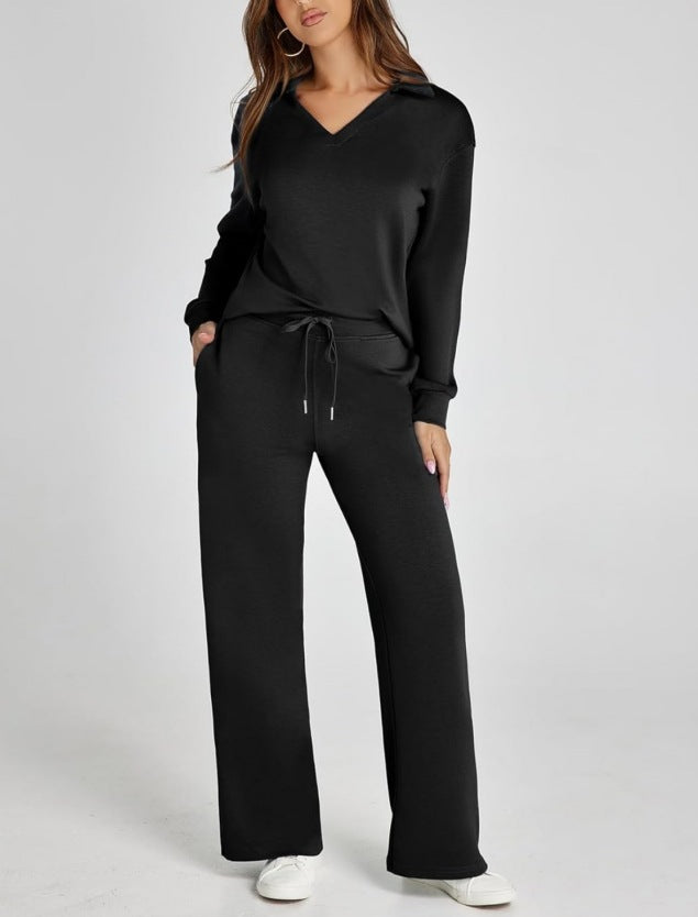 Kiersten - Women's Half-Zip Pullover & Wide-Leg Jogger Set