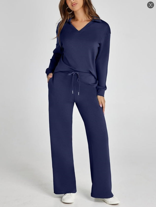 Kiersten - Women's Half-Zip Pullover & Wide-Leg Jogger Set
