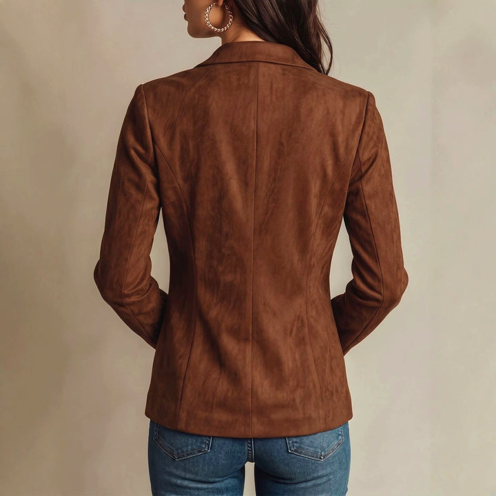 Kimberly - Women's Faux Suede Tailored Notched Lapel Blazer 2