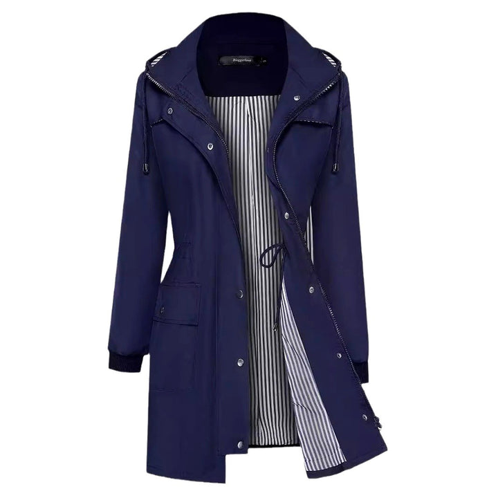 Kimberly - Women's Hooded Drawstring Long Rain Jacket 5