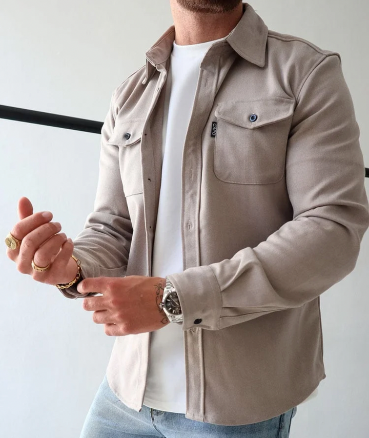 Konstantin - Men's Oversized Shirt Jacket with Snap Closure