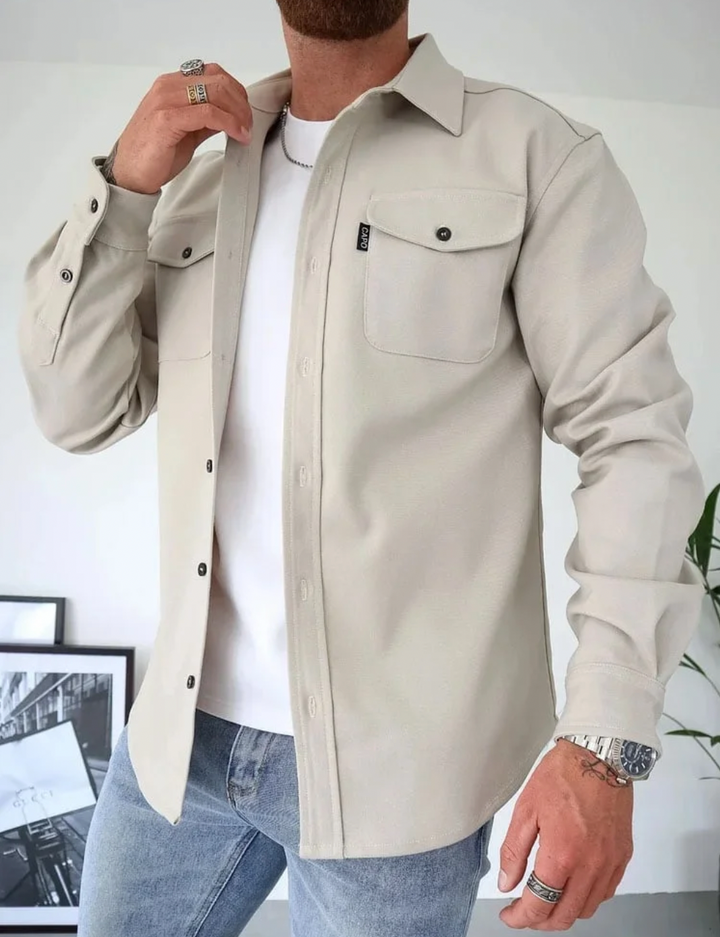Konstantin - Men's Oversized Shirt Jacket with Snap Closure