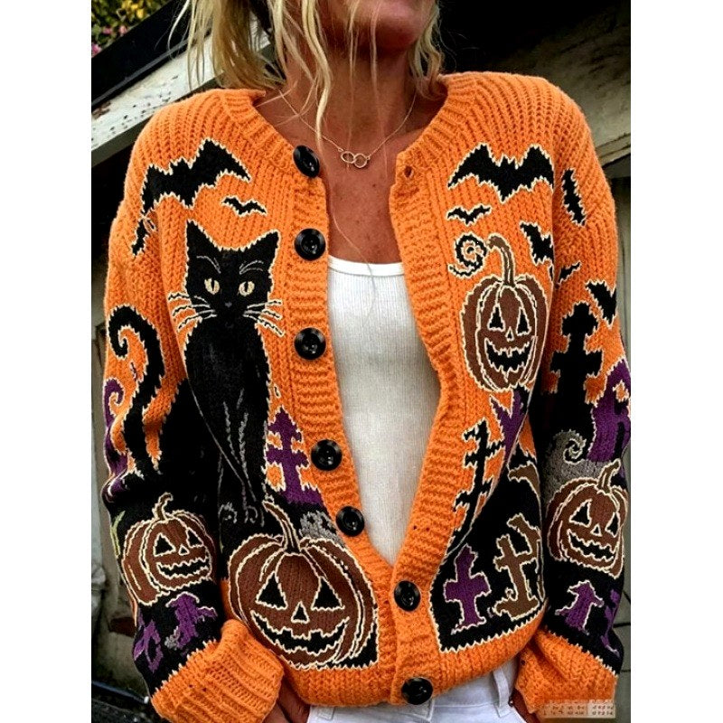 Kyla - Women's Halloween Embroidered Knit Cardigan 2
