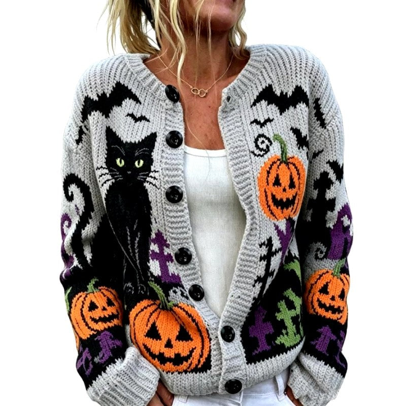 Kyla - Women's Halloween Embroidered Knit Cardigan 3