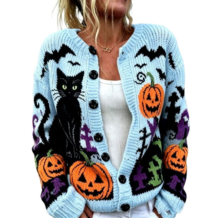 Kyla - Women's Halloween Embroidered Knit Cardigan 4