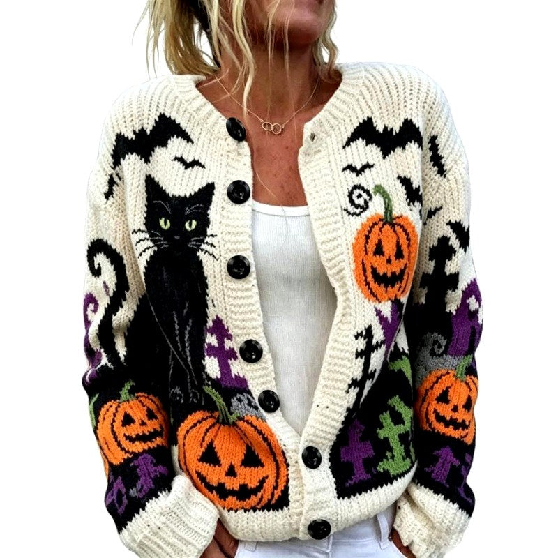 Kyla - Women's Halloween Embroidered Knit Cardigan 5