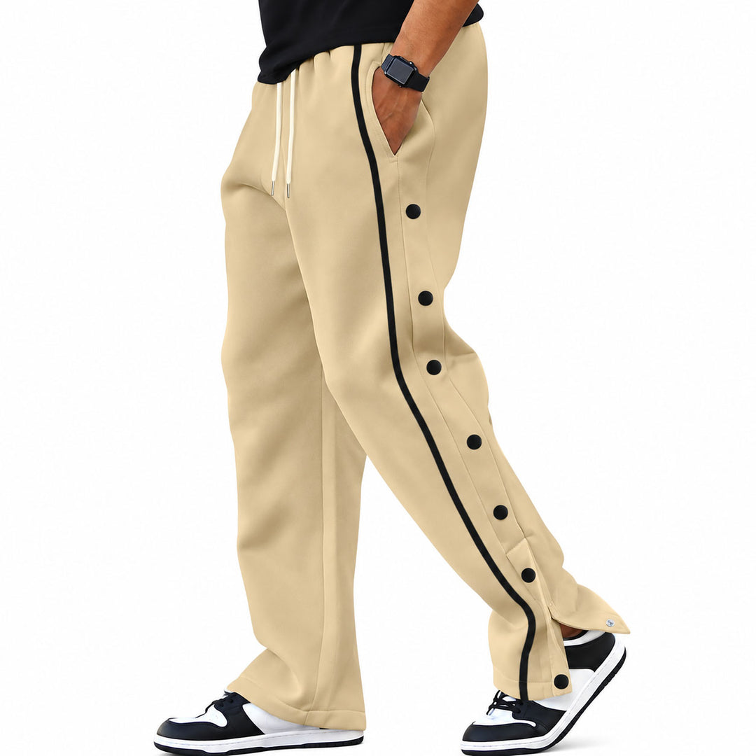 Lance - Men's Snap-Button Side Joggers with Contrast Piping