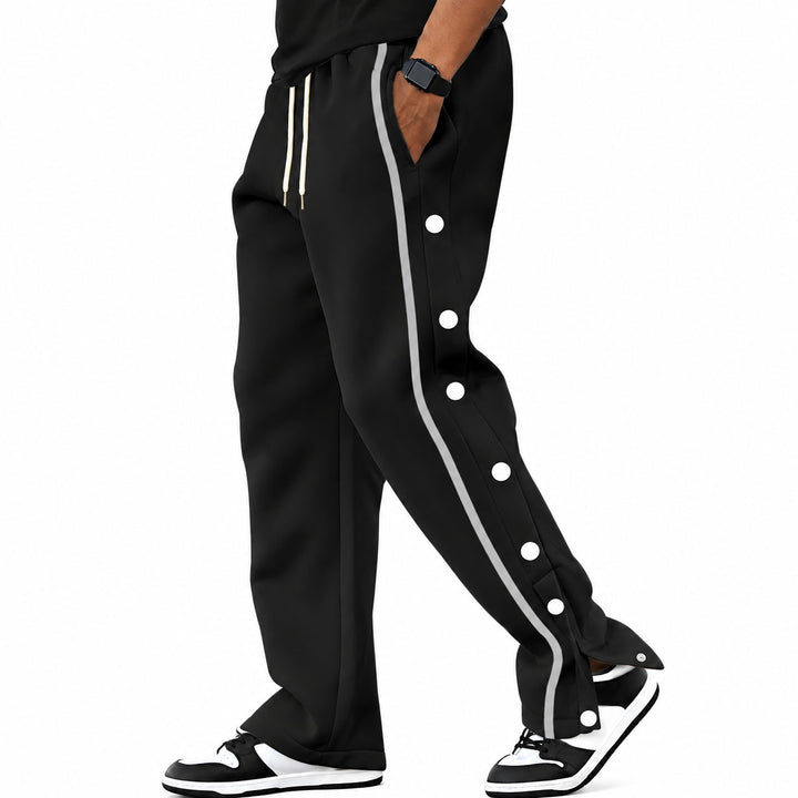 Lance - Men's Snap-Button Side Joggers with Contrast Piping