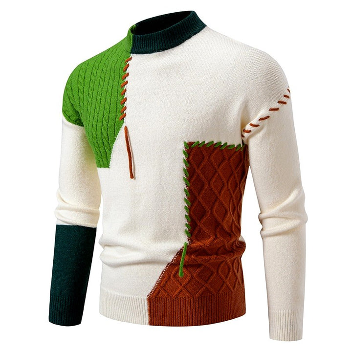 Lance - Men's Patchwork Knit Crew Neck Sweater 3