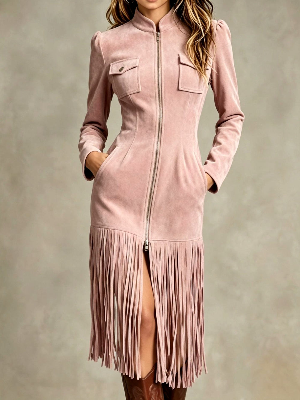 Laura - Women's Western Fringe Zip Front Dress 3