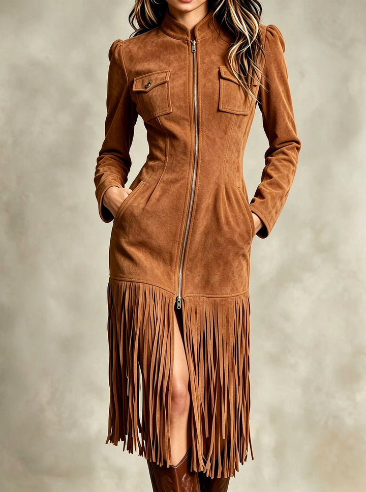 Laura - Women's Western Fringe Zip Front Dress 4