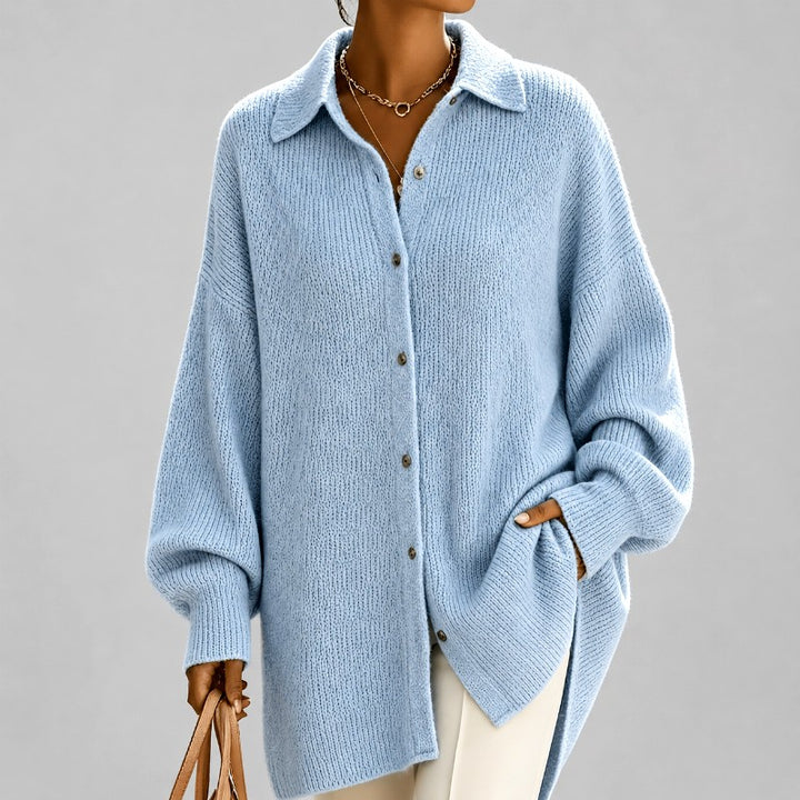 Laurel - Women's Oversized Knit Button-Down Cardigan 1