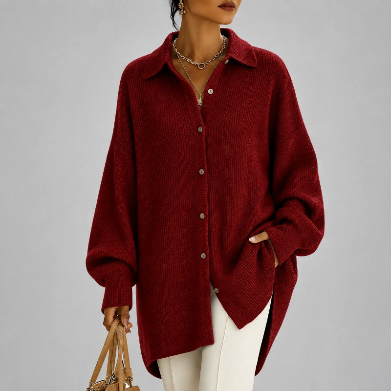 Laurel - Women's Oversized Knit Button-Down Cardigan 4