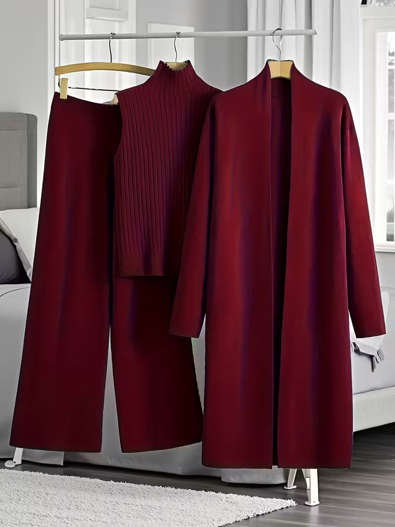 Lauren – Women’s 3-Piece Knit Cardigan & Wide Leg Pants Set 1