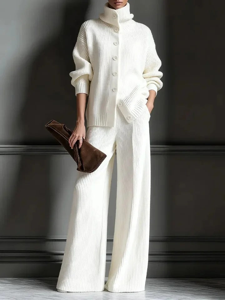 Lauren - Women's Ribbed Knit Button Front Set 1