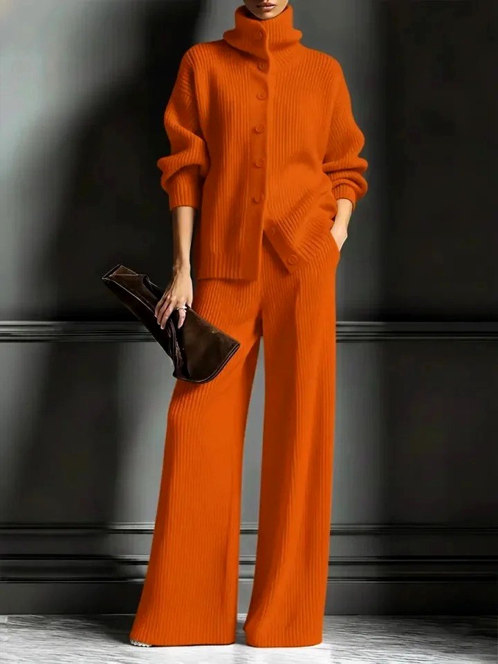 Lauren - Women's Ribbed Knit Button Front Set 2