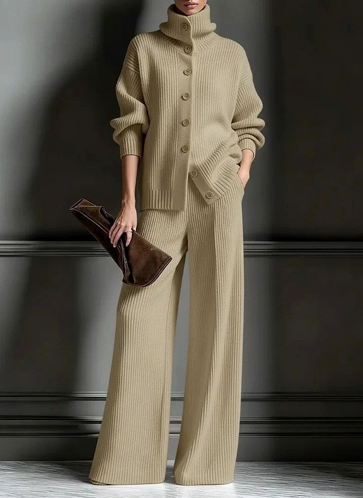 Lauren - Women's Ribbed Knit Button Front Set 3