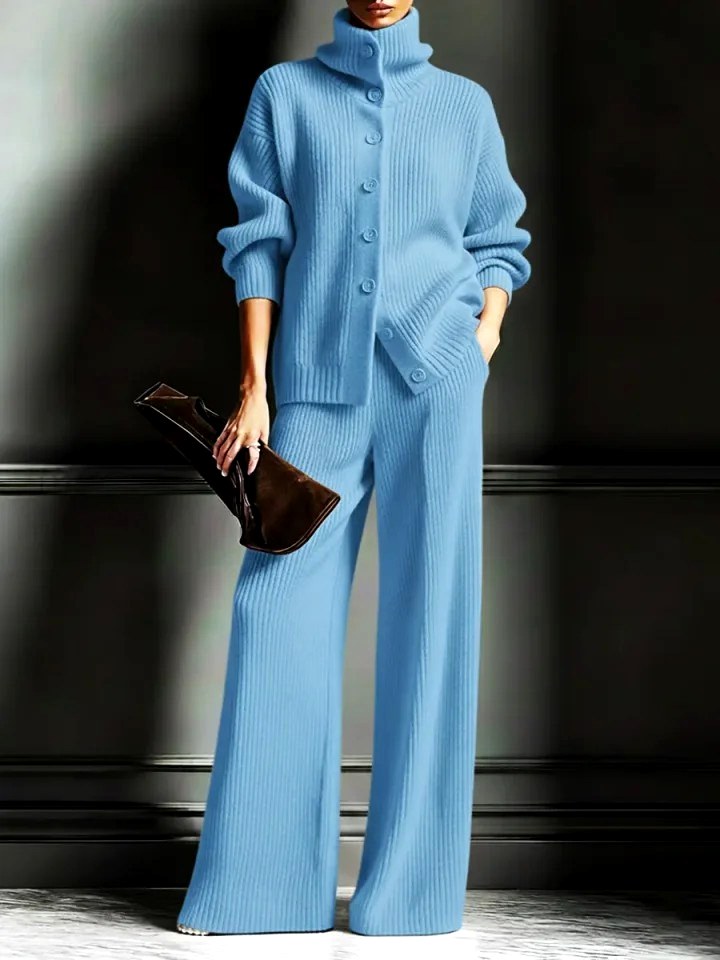 Lauren - Women's Ribbed Knit Button Front Set 4