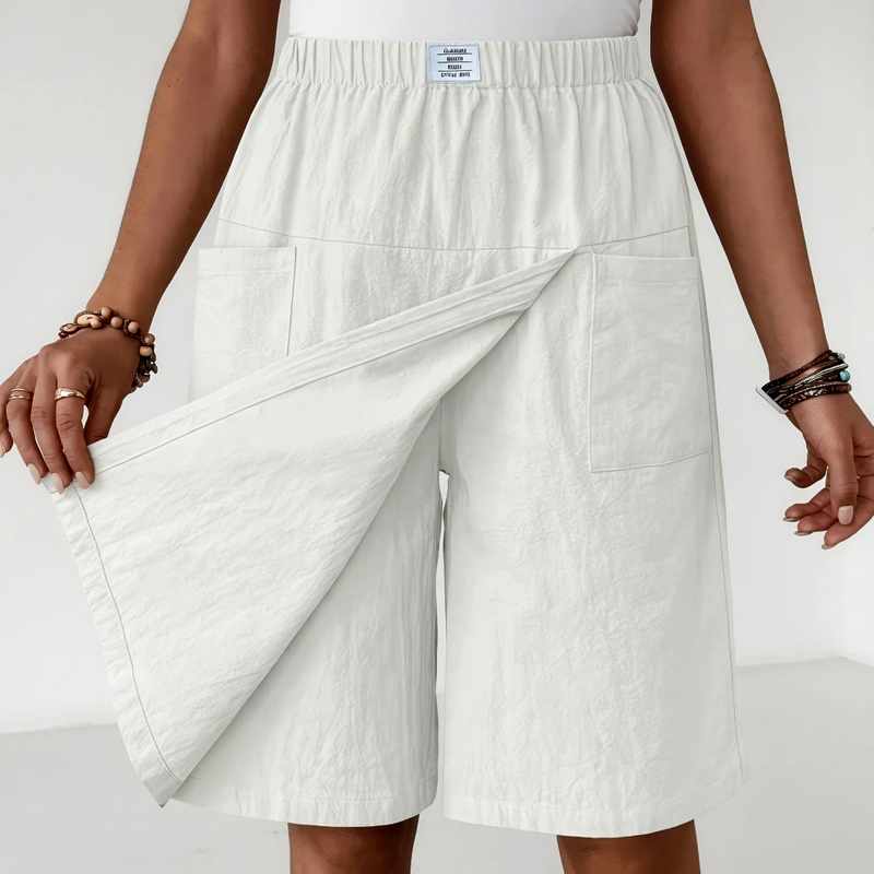 Leah - Women's Wrap Wide Leg Knee-Length Skort