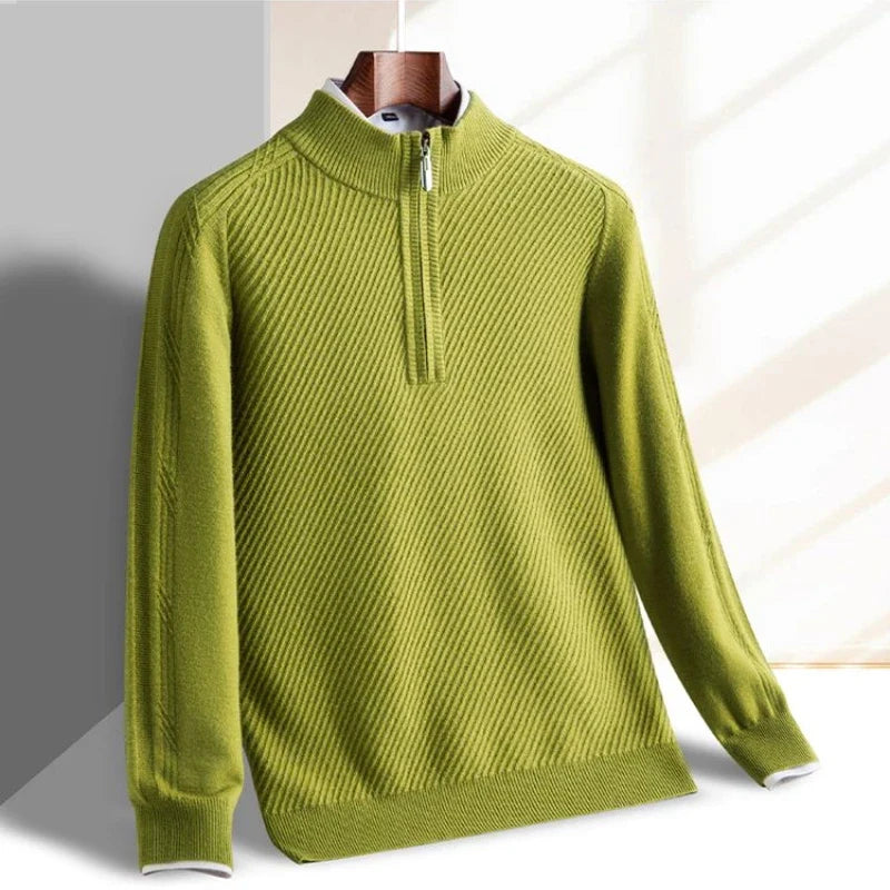 Leander - Men's Half-Zip Ribbed Pullover